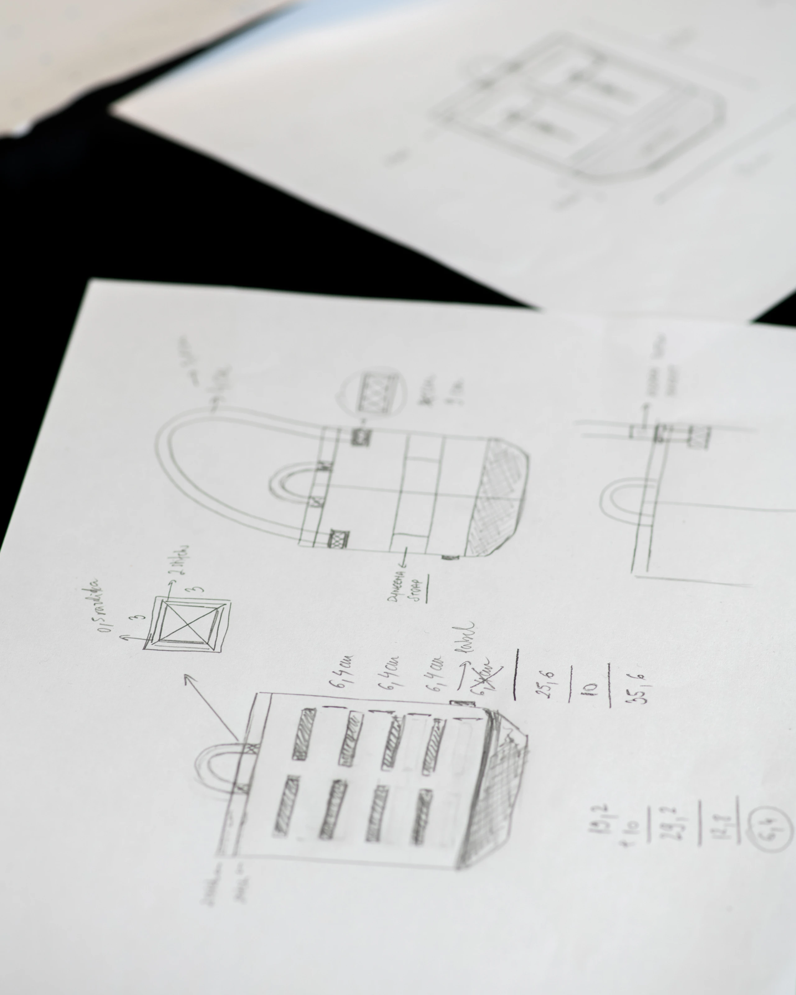 Sketches and process of making aerospace helmet bag.