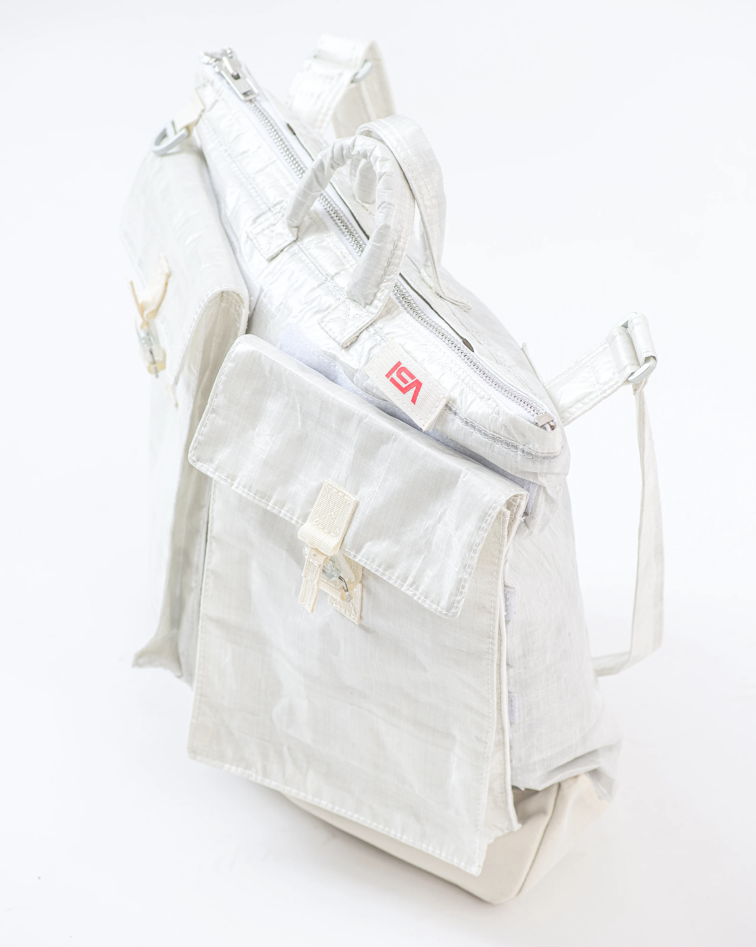 Aerospace helmet bag made of Dyneema fabric and Japanese nylon twill with aluminium trims. 