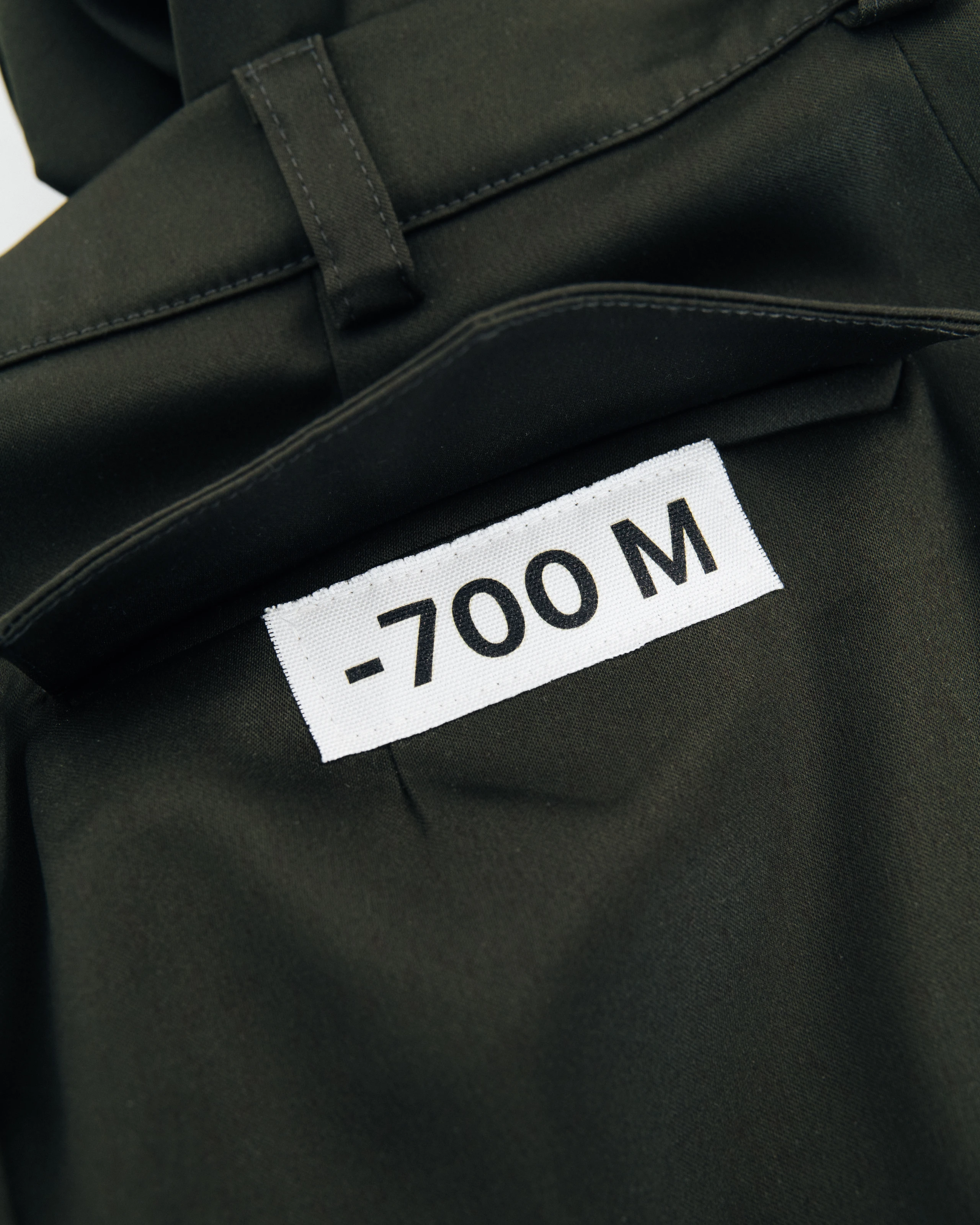 Label details on pants. 