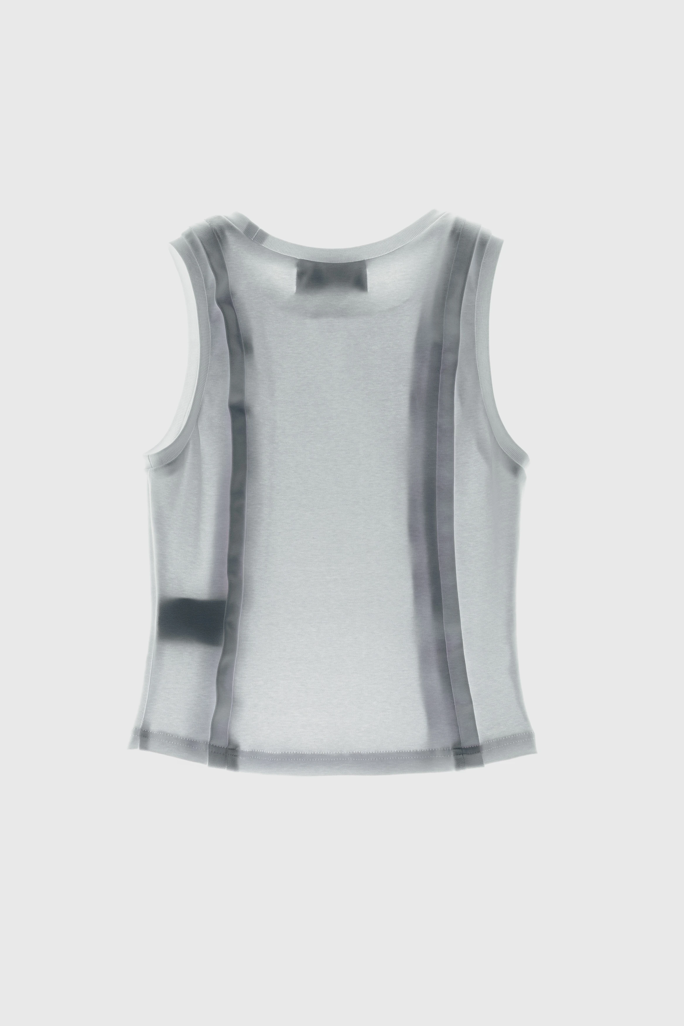 White knitted tank top with tape details back side. 